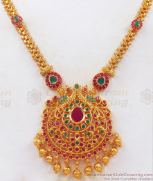 One Gram Gold Kemp Stone Gold Necklace Bridal Wear NCKN2428