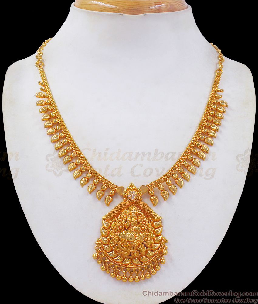 Devotional Lakshmi Design Gold Plain Necklace Collections NCKN2433