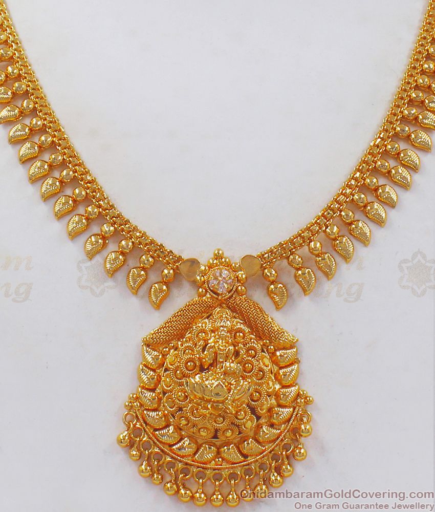 Devotional Lakshmi Design Gold Plain Necklace Collections NCKN2433