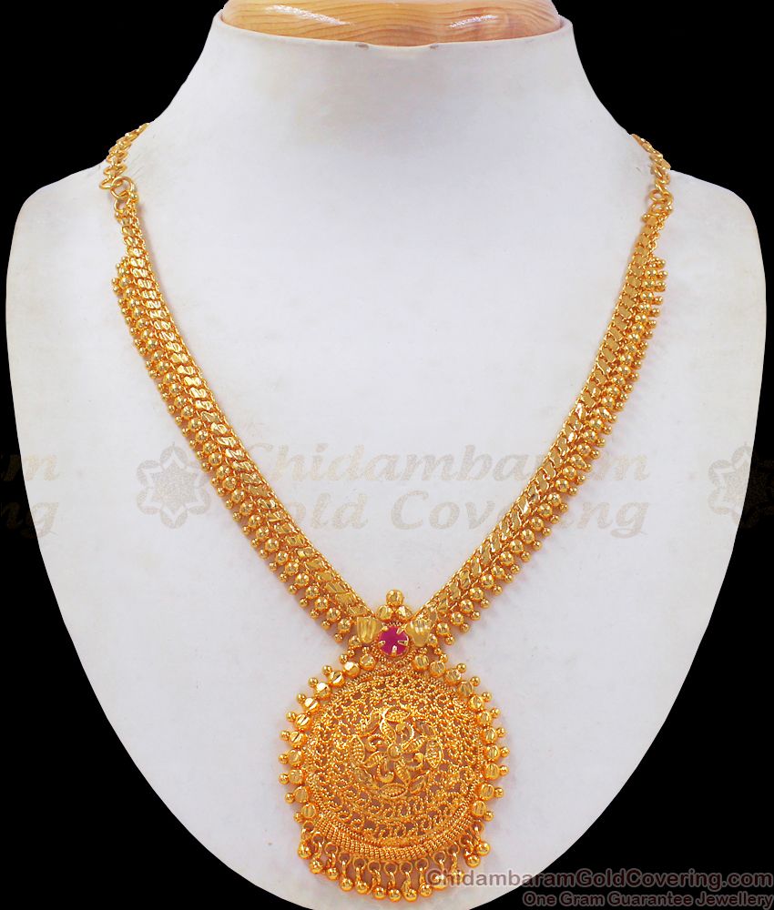 Fascinating Gold Plated Necklace Ruby Stone Shop Online NCKN2438