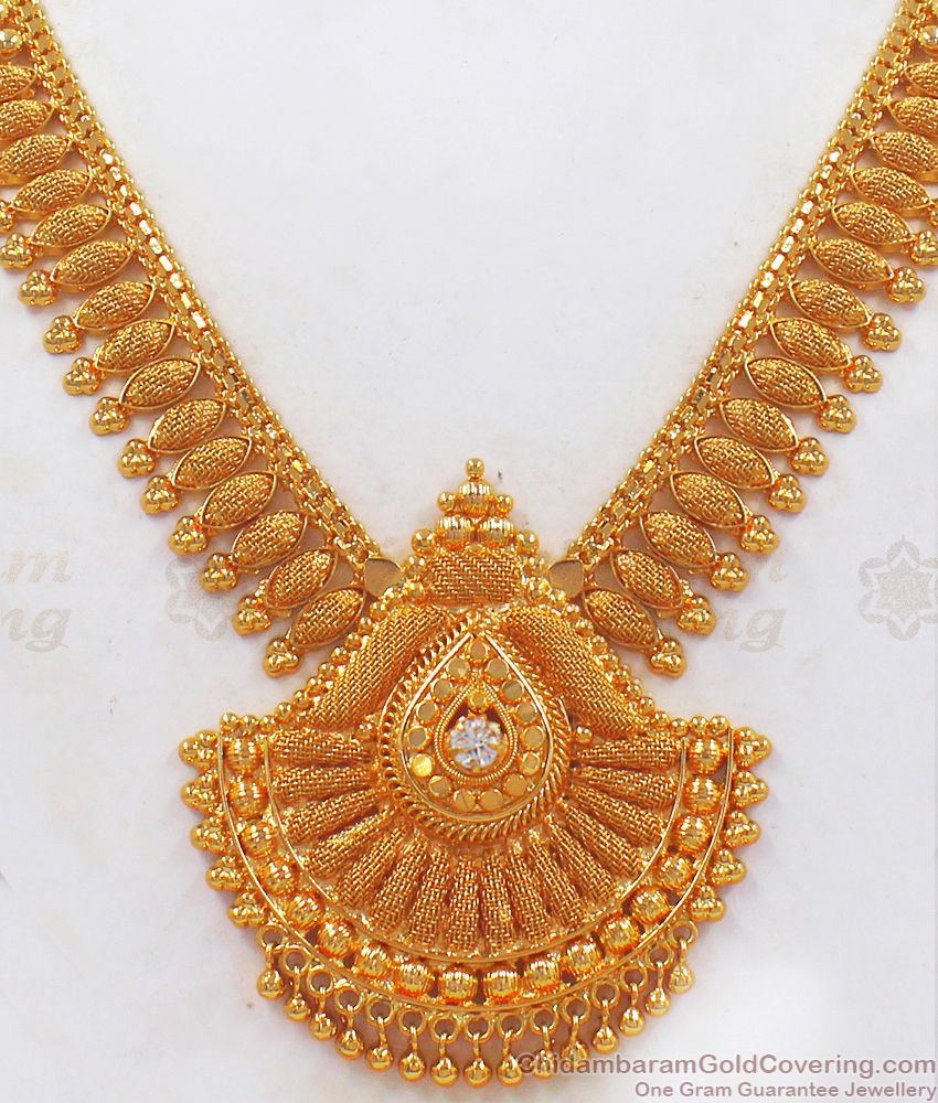 Trendy Net Pattern Mullaipoo Necklace White Stone NCKN2441