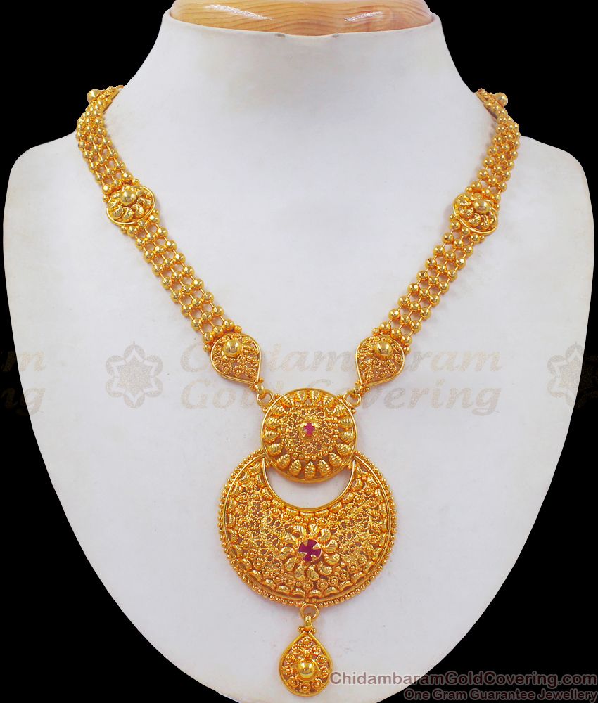 Stunning ChandBali Dollar Gold Necklace Ruby Stone Jewelry NCKN2445