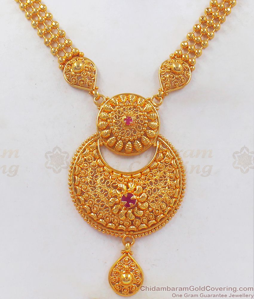 Stunning ChandBali Dollar Gold Necklace Ruby Stone Jewelry NCKN2445