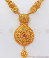 Triple Line Arabic Design Gold Necklace Multi Stone NCKN2446
