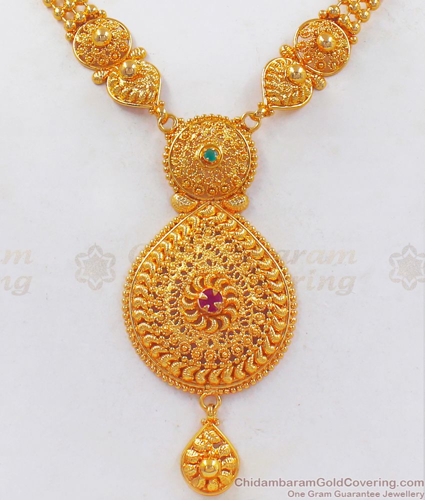 Triple Line Arabic Design Gold Necklace Multi Stone NCKN2446 Triple Line Arabic Design Gold Necklace Multi Stone NCKN2446