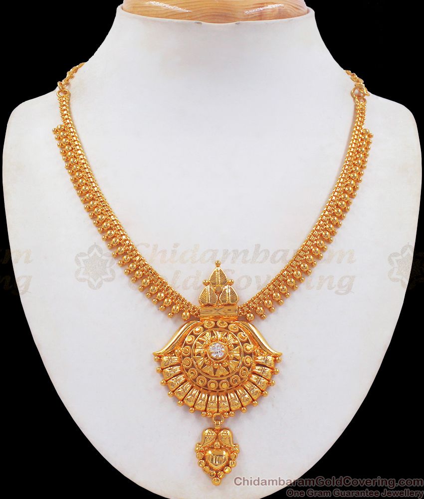 One Gram Micro Gold Plated Necklace White Stone NCKN2453 One Gram Micro Gold Plated Necklace White Stone NCKN2453