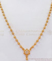 Simple Floral Gold Beaded Necklace White Stone NCKN2456