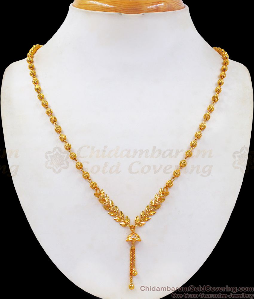 Unique Thin Gold Beaded Necklace Party Wear NCKN2458