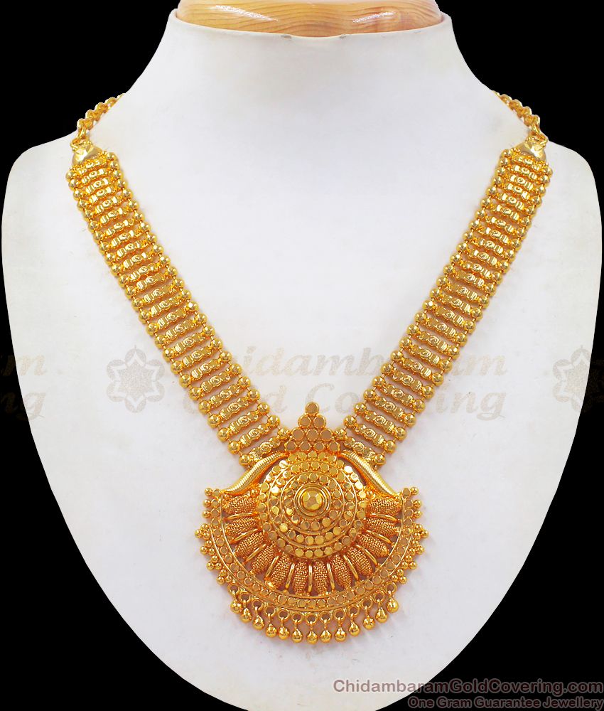 Latest Net Pattern One Gram Gold Kerala Neklace Bridal Wear NCKN2460