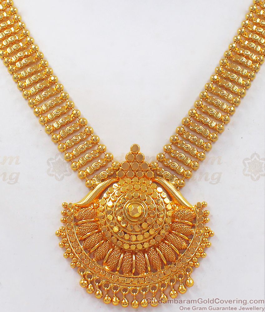 Latest Net Pattern One Gram Gold Kerala Neklace Bridal Wear NCKN2460