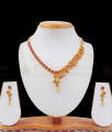 Charming Multi Stone Gold Necklace Pearl Earrings Combo NCKN2468