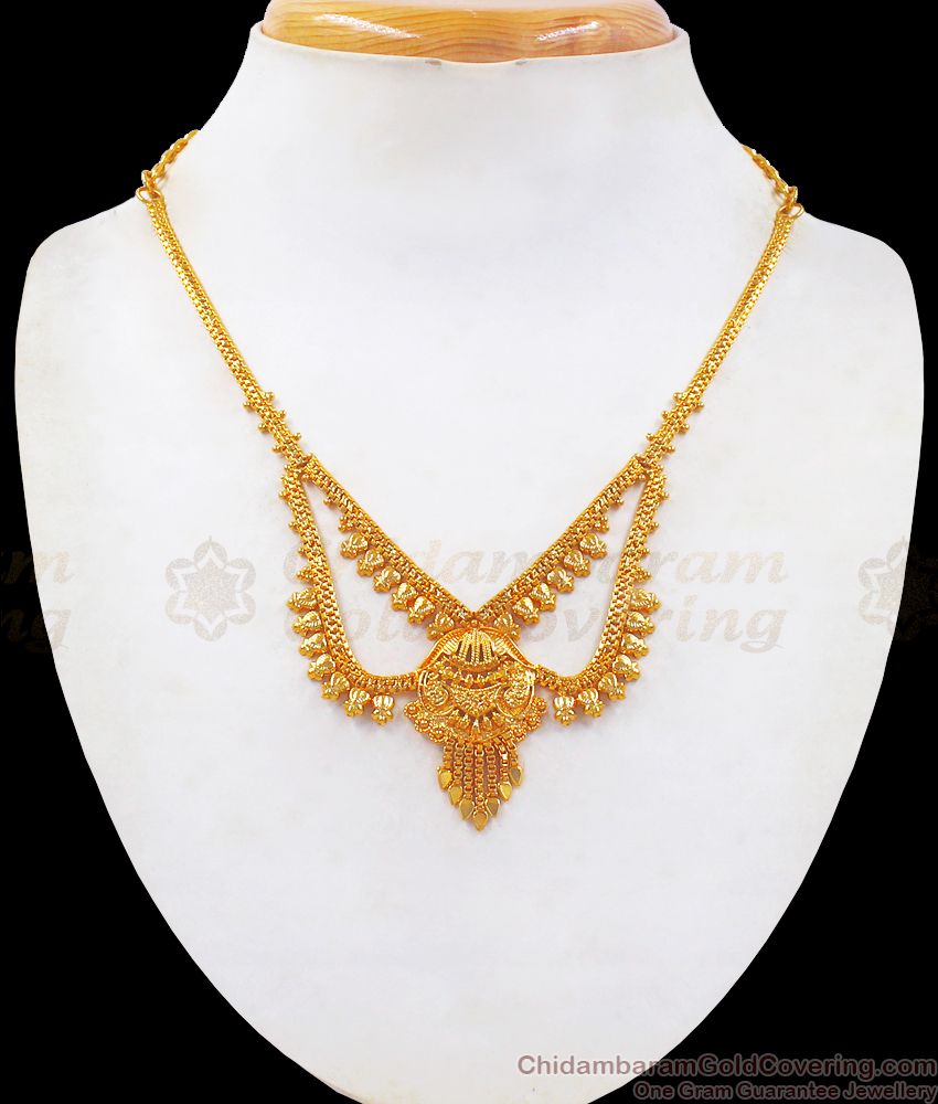 Attractive Double Layer Gold Necklace Bridal Wear NCKN2469