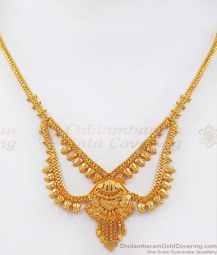 Attractive Double Layer Gold Necklace Bridal Wear NCKN2469