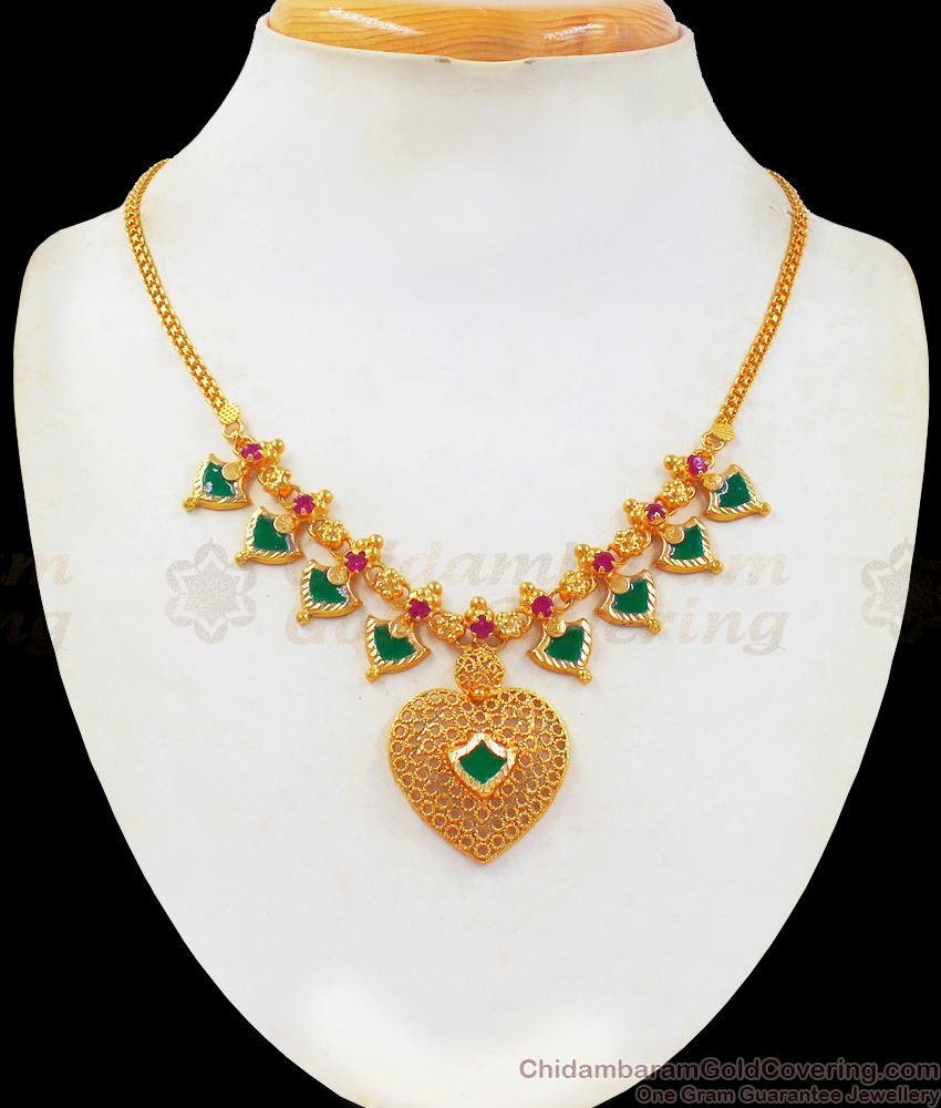 Traditional Heart Design Palakka Gold Plated Necklace NCKN2470