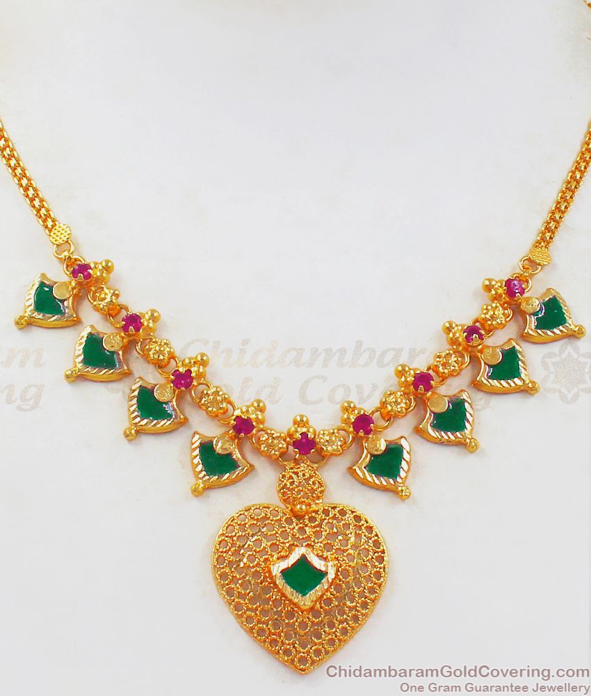 Traditional Heart Design Palakka Gold Plated Necklace NCKN2470