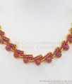 Gorgeous Full Ruby Stone Gold Plated Necklace Earring Combo NCKN2472