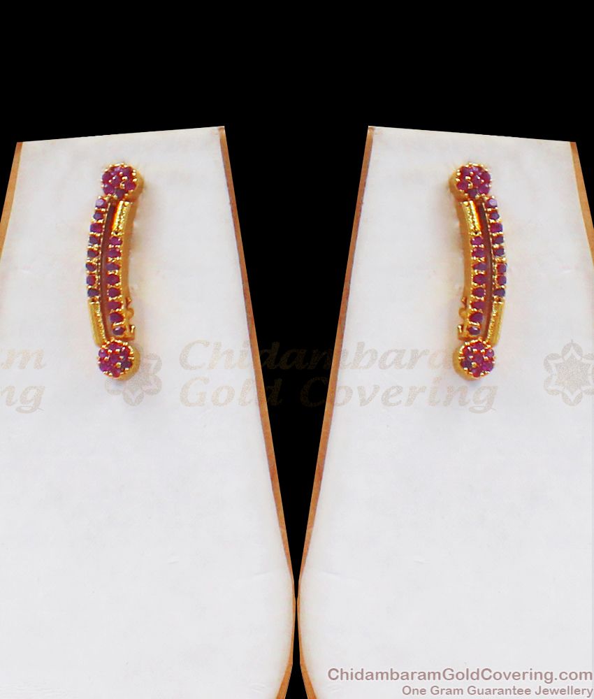 Gorgeous Full Ruby Stone Gold Plated Necklace Earring Combo NCKN2472