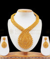 Fascinating Broad Design Gold Necklace Earring Combo and Finger Ring NCKN2475