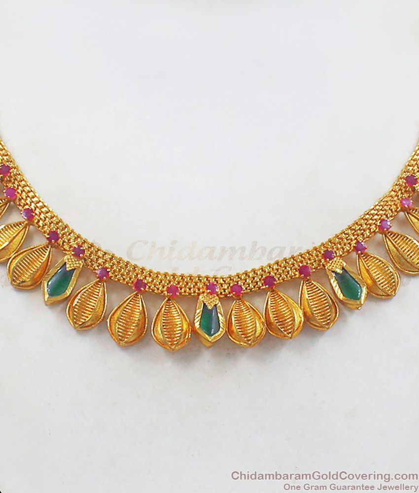 Grand Green Pallaka Stone Traditional Kerala Necklace NCKN2478