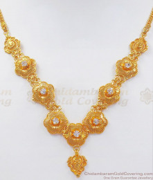 Unique Party Wear White Stone Flower Design Short Necklace NCKN2484 Unique Party Wear White Stone Flower Design Short Necklace NCKN2484