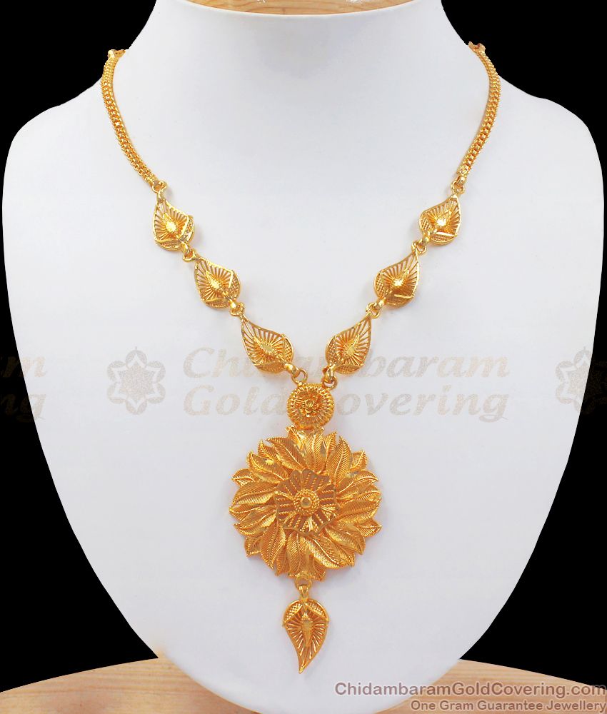 Trendy Light Weight Collections Leaf Pattern Gold Plated Necklace NCKN2485