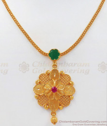 Unique Emerald Stone Flower Pendant Gold Plated Necklace NCKN2487 Unique Emerald Stone Flower Pendant Gold Plated Necklace NCKN2487