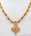 Traditional Impon Mini Swan Gati Stone Necklace Earring Set NCKN2493