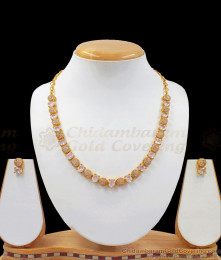 Sparkling Gold Plated Necklace Full White Crystal Stone Earring Combo NCKN2494 Sparkling Gold Plated Necklace Full White Crystal Stone Earring Combo NCKN2494