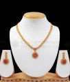 Charming Ruby White Stone Gold Necklace Earring Combo NCKN2497