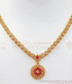 Charming Ruby White Stone Gold Necklace Earring Combo NCKN2497