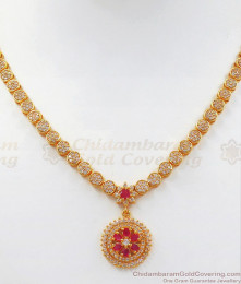 Charming Ruby White Stone Gold Necklace Earring Combo NCKN2497 Charming Ruby White Stone Gold Necklace Earring Combo NCKN2497