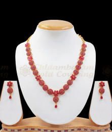 Full CZ Ruby Stone Gold Necklace Earring Combo Set NCKN2498 Full CZ Ruby Stone Gold Necklace Earring Combo Set NCKN2498