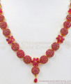 Full CZ Ruby Stone Gold Necklace Earring Combo Set NCKN2498