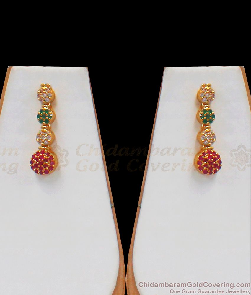 Elegant Gold Imitation Jewelry Party Wear Necklace Multi Stone Earring Combo NCKN2499
