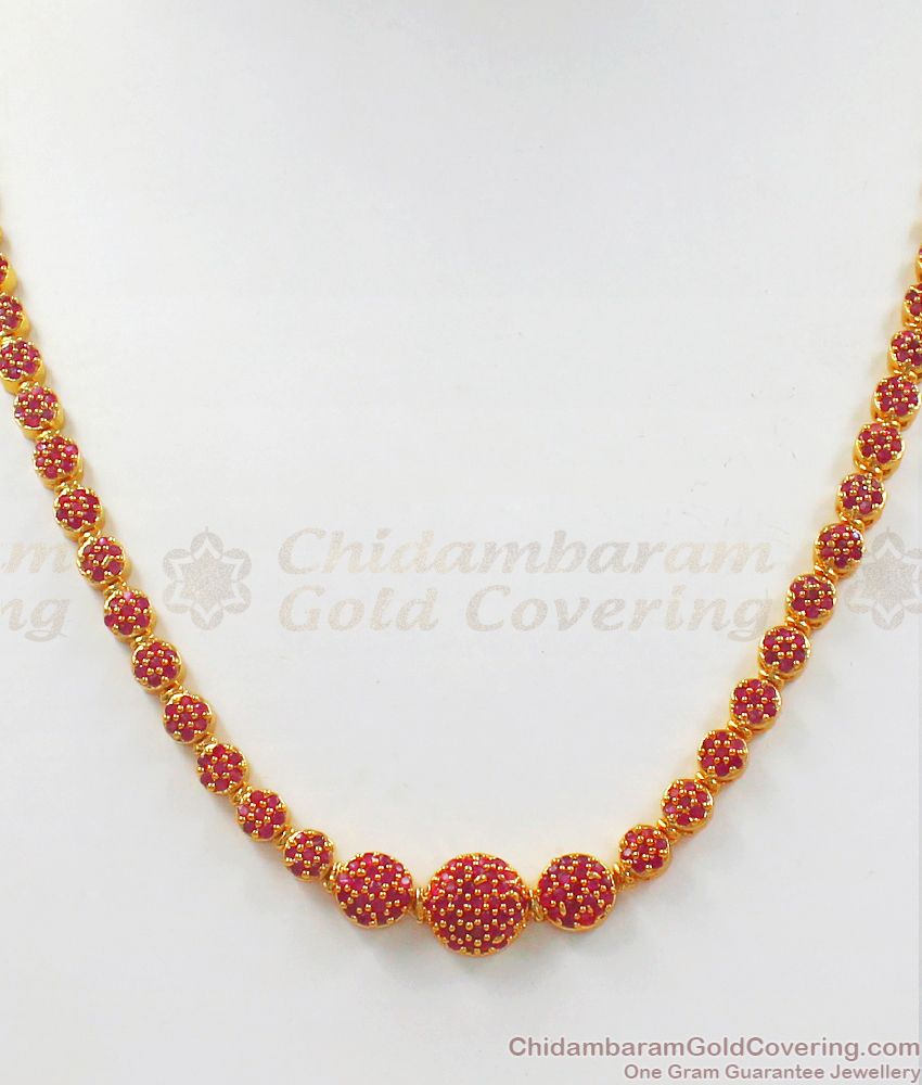 One Gram Gold Necklace Full Ruby Stone Earring Combo NCKN2500