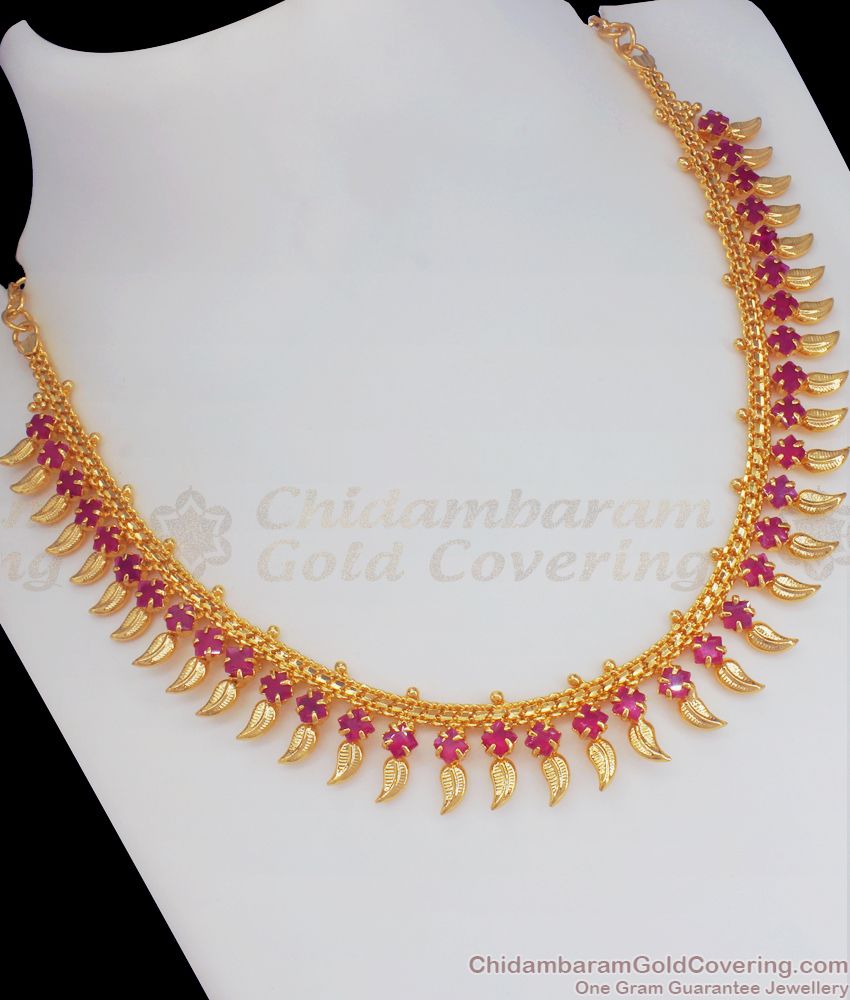 Mullai Poo Ruby Stone Gold Imitation Necklace Shop Online NCKN2507