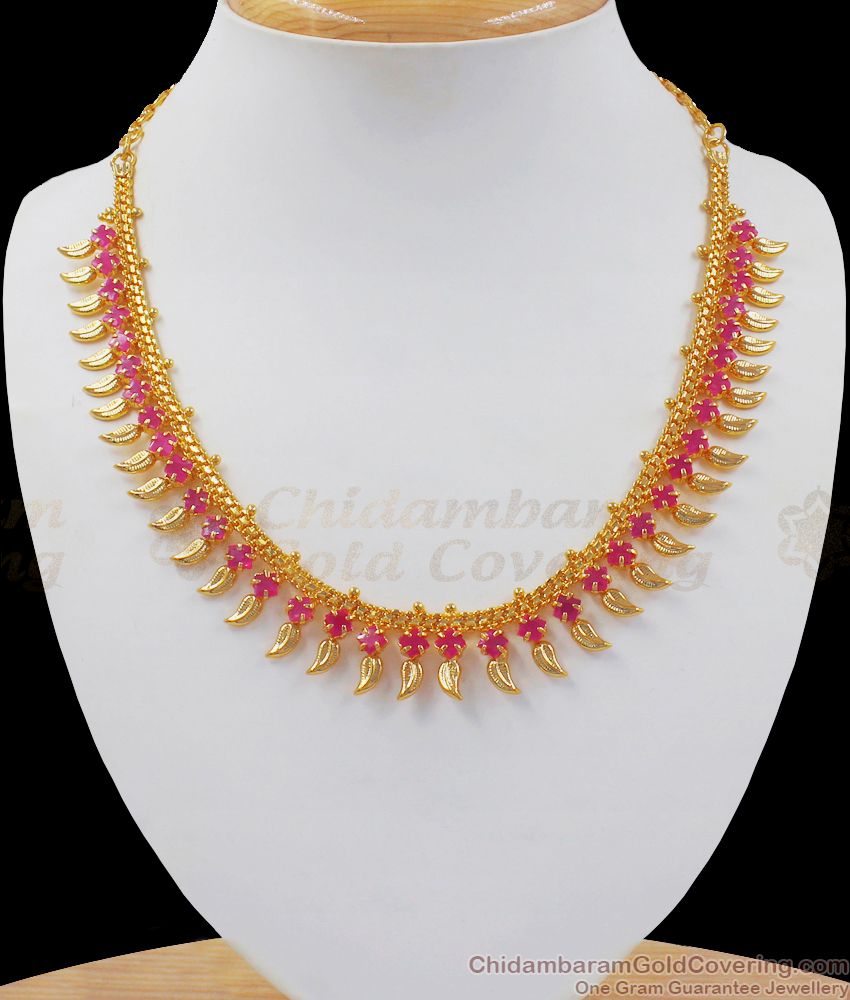 Mullai Poo Ruby Stone Gold Imitation Necklace Shop Online NCKN2507