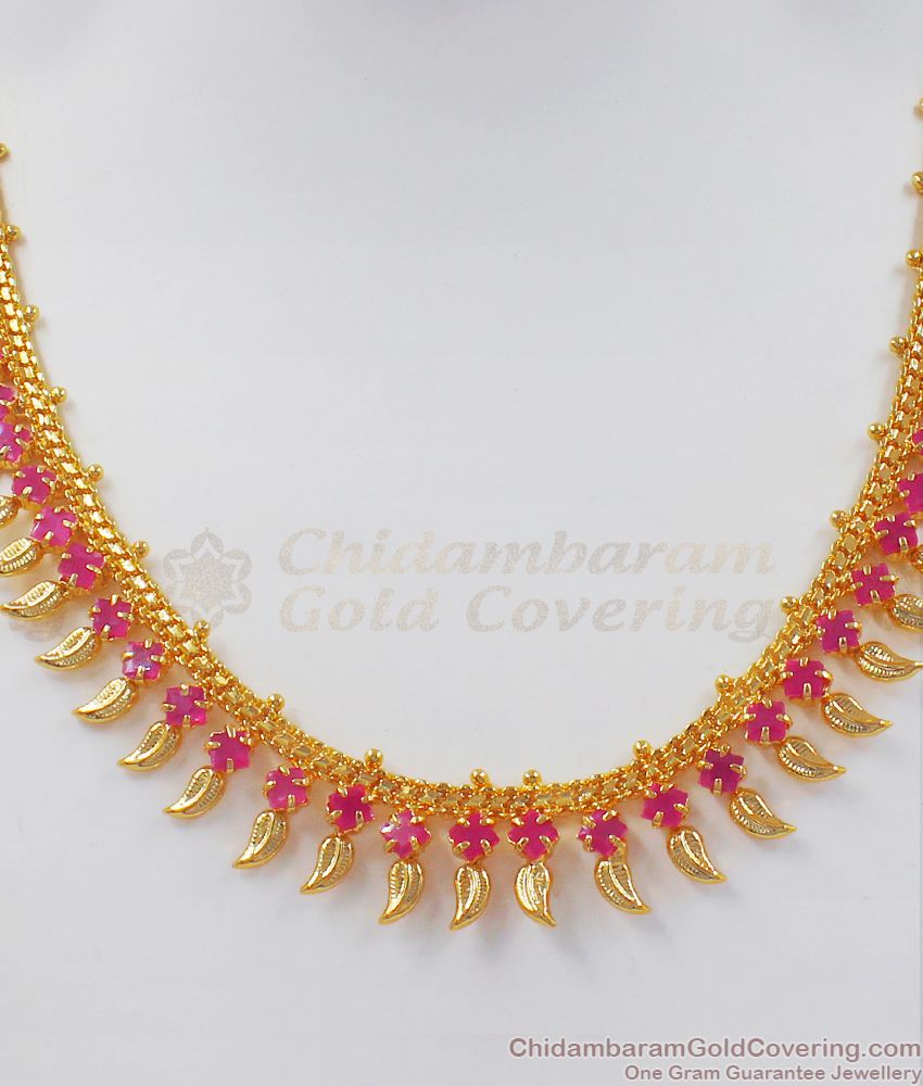 Mullai Poo Ruby Stone Gold Imitation Necklace Shop Online NCKN2507