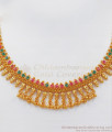 One Gram Gold Necklace Multi Stone Mullaipoo Design NCKN2509