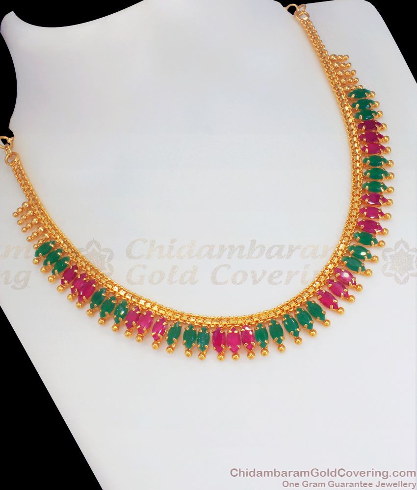 Gold Plated Mullaipoo Necklace Multi Stone Shop Online NCKN2510