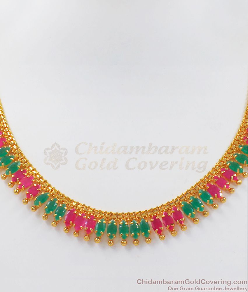 Gold Plated Mullaipoo Necklace Multi Stone Shop Online NCKN2510