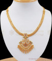 Gold Plated Broad Necklace Impon Attigai Dollar Multi Stone NCKN2513