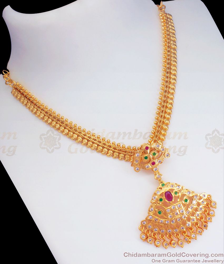 South Indian Impon Necklace Mango Design Broad Chain NCKN2514