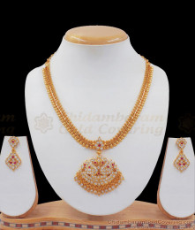 Impon Necklace Ruby White Stone Swan Design Earing Combo NCKN2515 Impon Necklace Ruby White Stone Swan Design Earing Combo NCKN2515