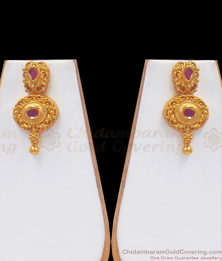 Mesmerizing One Gram Gold Necklace Kemp Stone Earring Combo NCKN2518