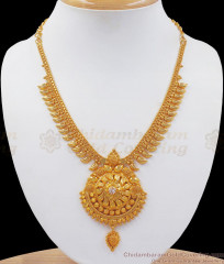 Traditional Gold Imitation Necklace White Stone NCKN2520 Traditional Gold Imitation Necklace White Stone NCKN2520