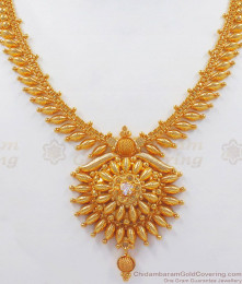 One Gram Gold Necklace Mullaipoo Design Indian Jewelry NCKN2527 One Gram Gold Necklace Mullaipoo Design Indian Jewelry NCKN2527