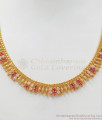 Traditional Gold Imitation Necklace Mullaipoo Design Multi Stone NCKN2529