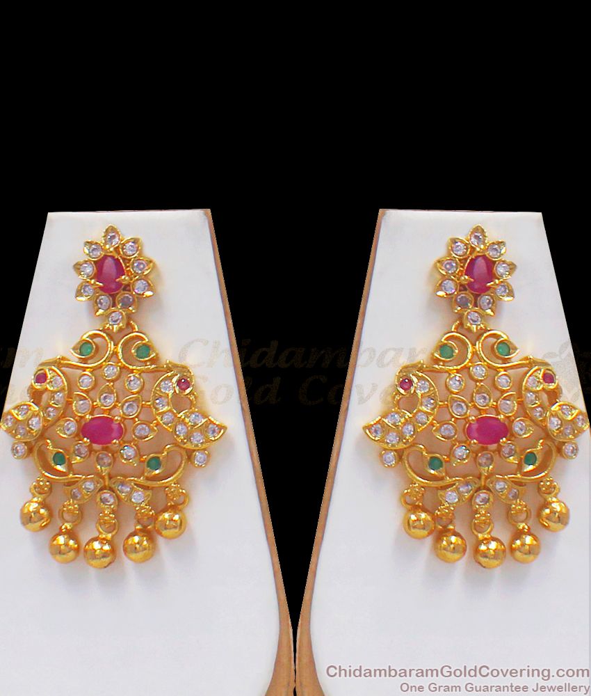 Grand Mango Design Gold Plated Necklace With Multi Stone Earring  NCKN2530