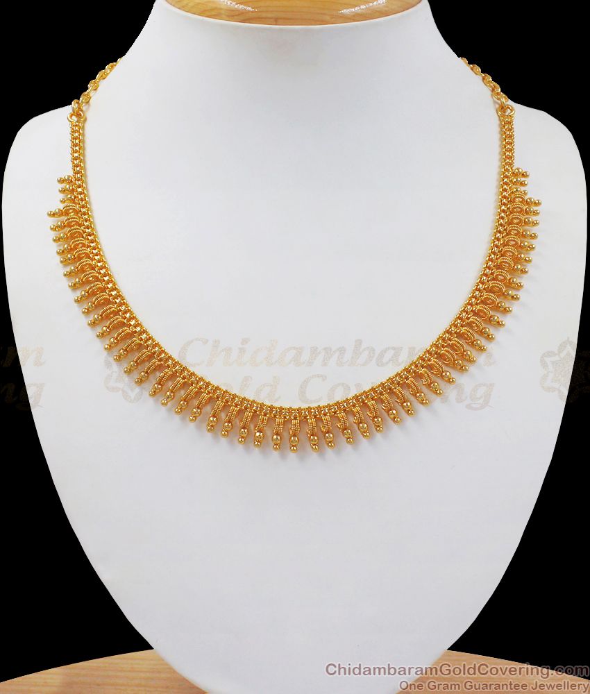 Gold Plated Necklace Net Pattern Mullaipoo Design Kerala Jewelry NCKN2535